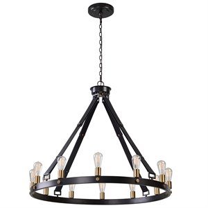 Bowery Hill Contemporary 12 Light Circular Chandelier in Bronze