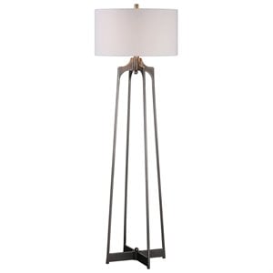 Bowery Hill Contemporary Floor Lamp in Aged Gunmetal and White