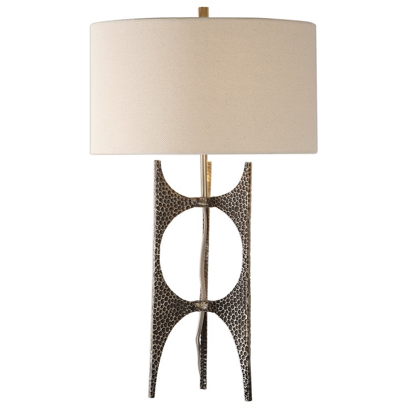 Bowery Hill Contemporary Table Lamp in Antique Bronze and White
