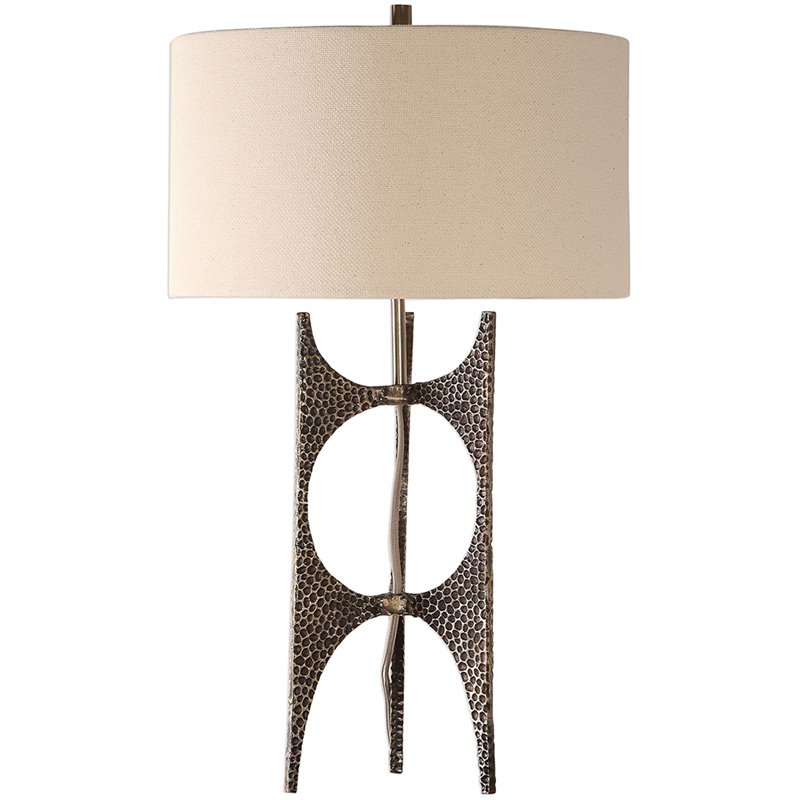 Bowery Hill Contemporary Table Lamp in Antique Bronze and White