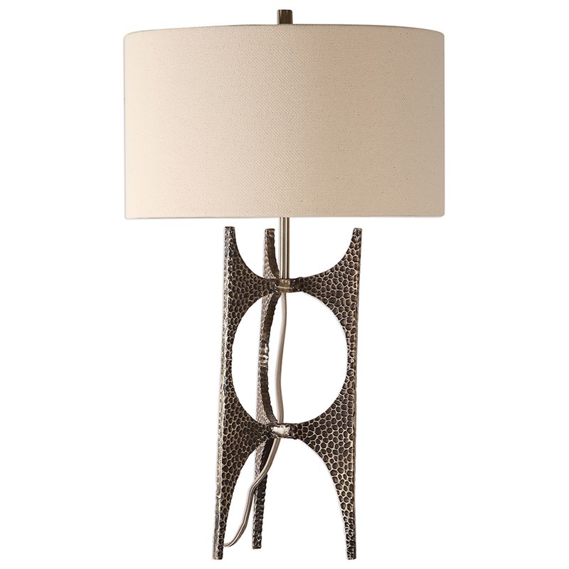 Bowery Hill Contemporary Table Lamp in Antique Bronze and White