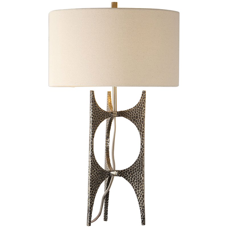 Bowery Hill Contemporary Table Lamp in Antique Bronze and White
