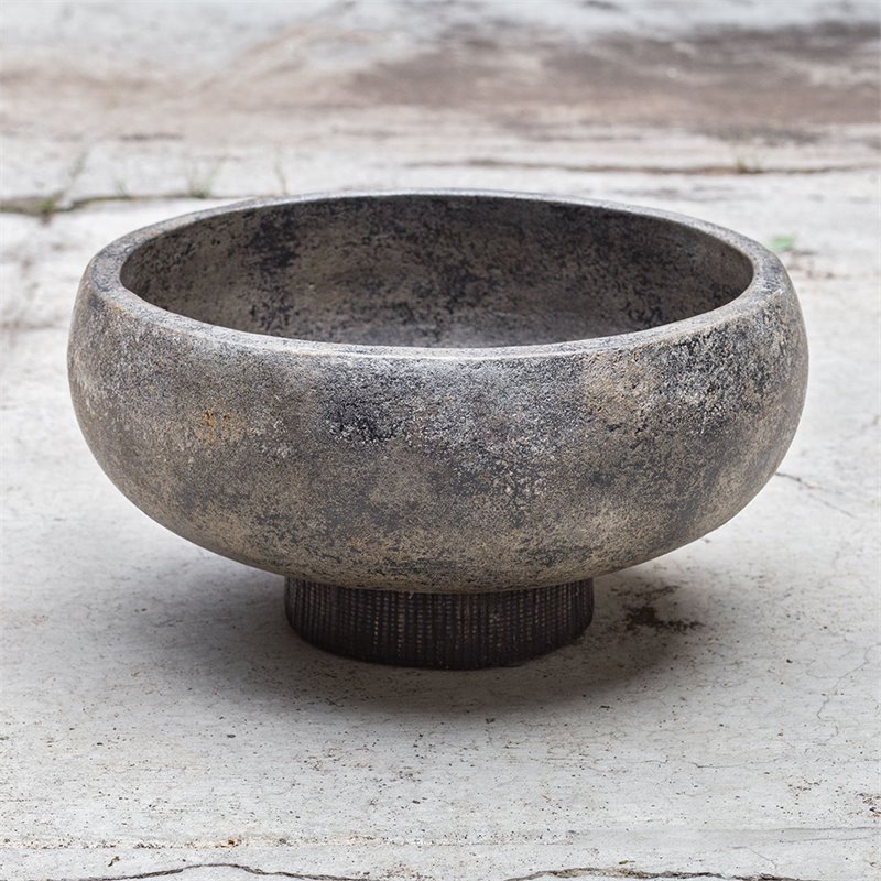 Bowery Hill Contemporary Decorative Bowl in Aged Black and Gold