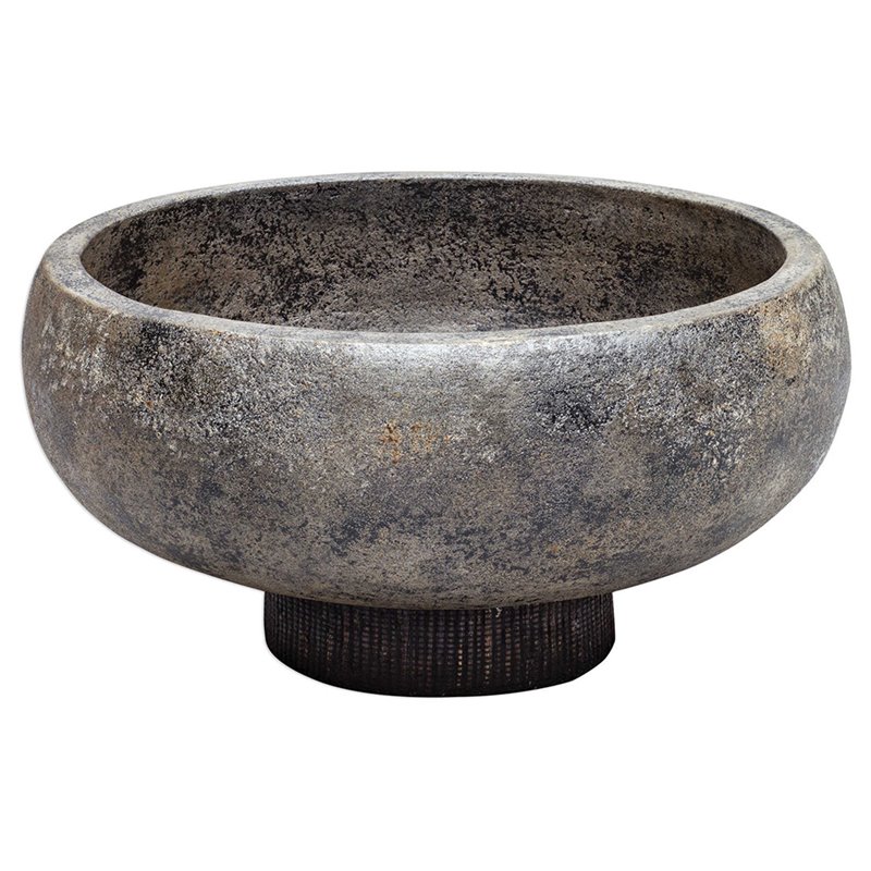 Bowery Hill Contemporary Decorative Bowl in Aged Black and Gold