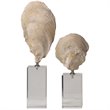 Bowery Hill Modern 2 Piece Shell Sculpture Set in Aged Ivory