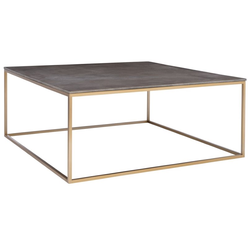 Bowery Hill Faux Shagreen Charcoal Gray Coffee Table Square 38