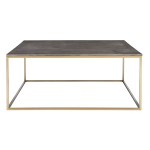 Bowery Hill Faux Shagreen Charcoal Gray Coffee Table Square 38&quot