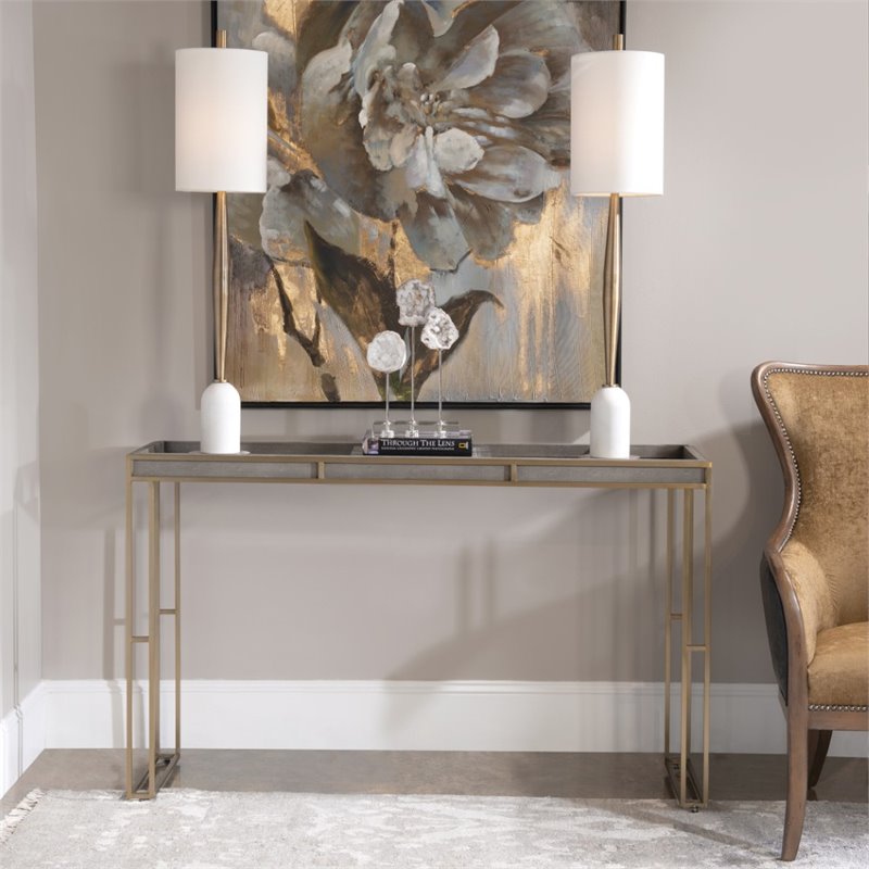 Bowery Hill Contemporary Modern Console Table in Charcoal Gray
