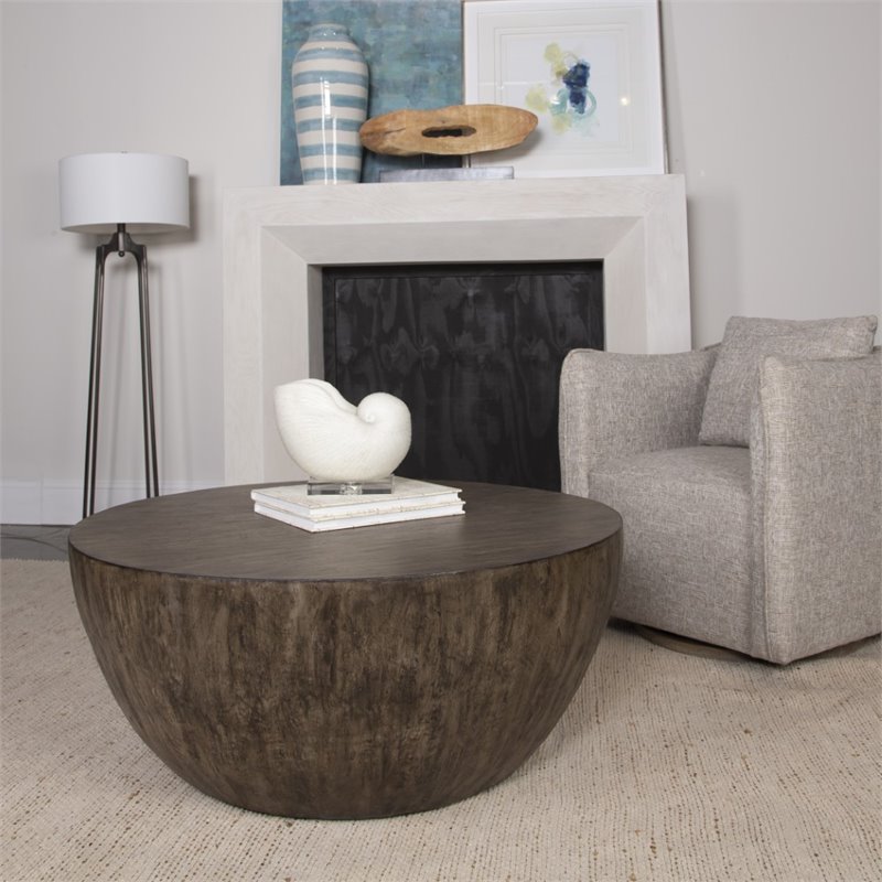Bowery Hill MDF Aged Walnut Coffee Table Round 42