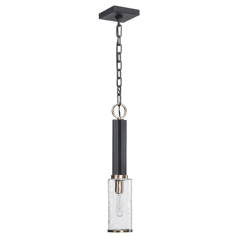 Bowery Hill Modern 1 Light Industrial Mini Pendant in Sanded Black