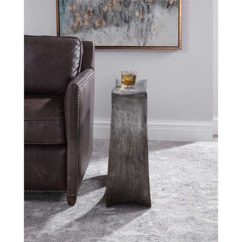 Bowery Hill Mixing Art with Function Contemporary Resin Side Table in Silver