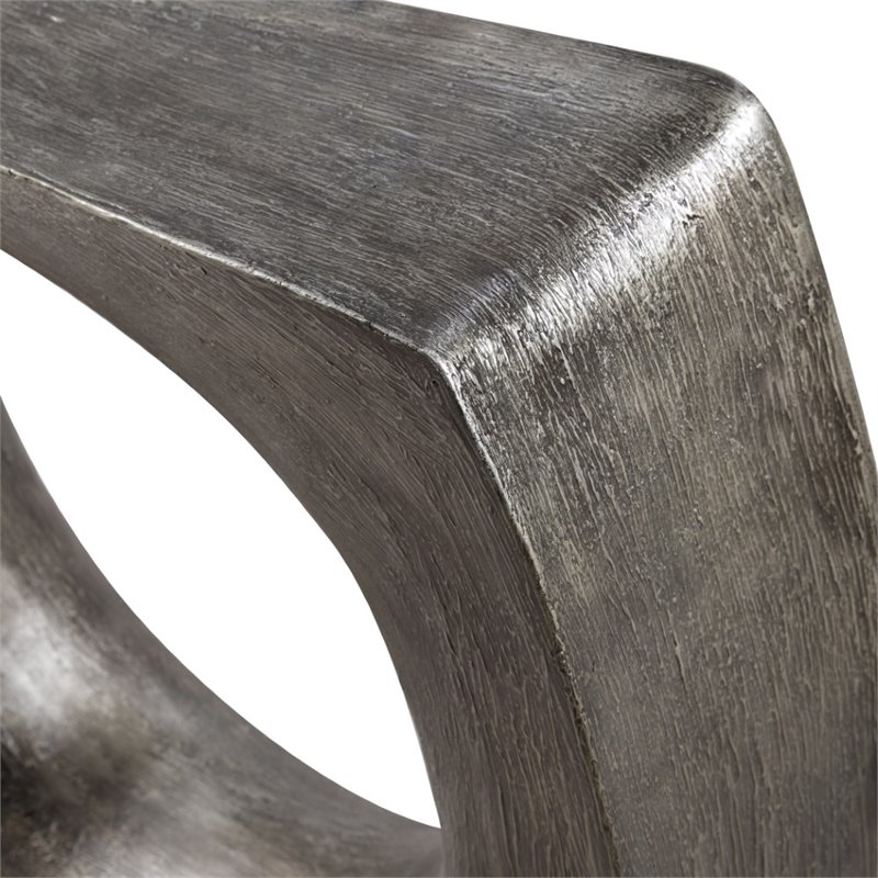 Bowery Hill Mixing Art with Function Contemporary Resin Side Table in Silver