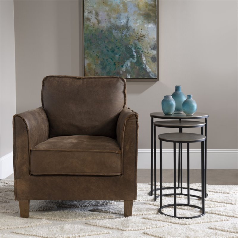 Bowery Hill Metal Nesting Table in Antique Nickel (Set of 3)