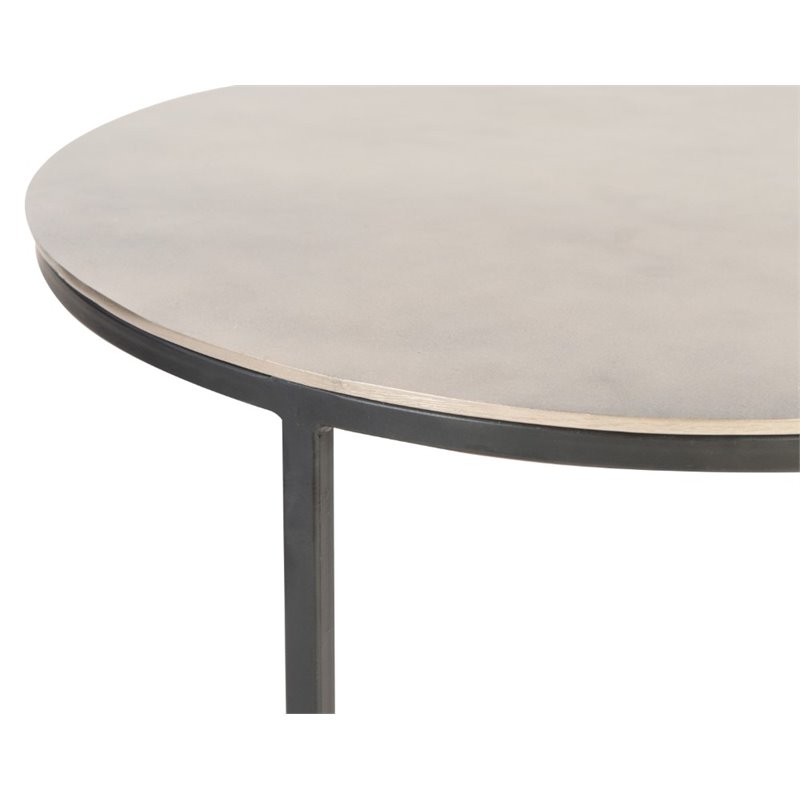 Bowery Hill Metal Nesting Table in Antique Nickel (Set of 3)