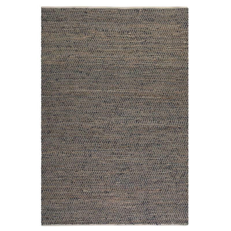 Bowery Hill Modern Rescued Leather and Hemp 5' x 8' Rug in Brown