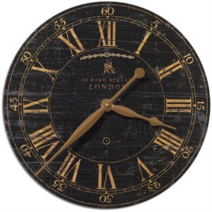 Bowery Hill Contemporary 18&quot Black Wall Clock in Weathered Finish