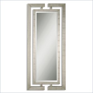 Bowery Hill Wood Scratched Silver Mirror Rectangular 76&quot Unassembled