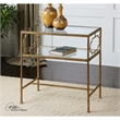 Bowery Hill Contemporary Metal/Tempered Glass Side Table in Gold