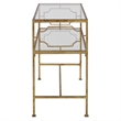 Bowery Hill Contemporary Metal/Tempered Glass Side Table in Gold