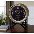 Bowery Hill Contemporary Iron Table Clock in Brass Finish