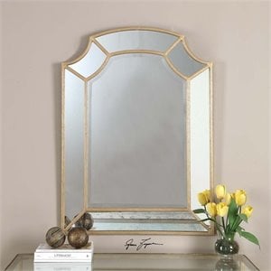Bowery Hill Metal Gold Arch Mirror Rectangular 43.63&quot x 31.75&quot