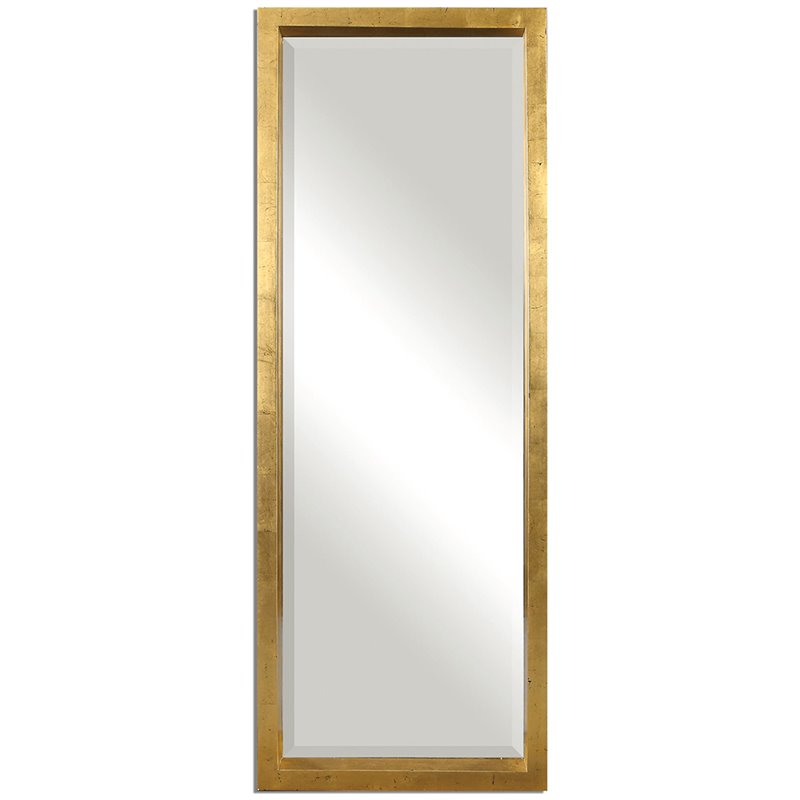 Bowery Hill Contemporary Solid Wood Gold Leaner Mirror