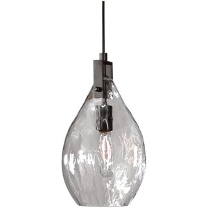 Bowery Hill Contemporary 1 Light Watered Glass Mini Pendant