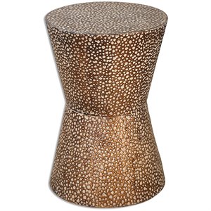 Bowery Hill Iron Copper Bronze Accent Table Drum Shaped