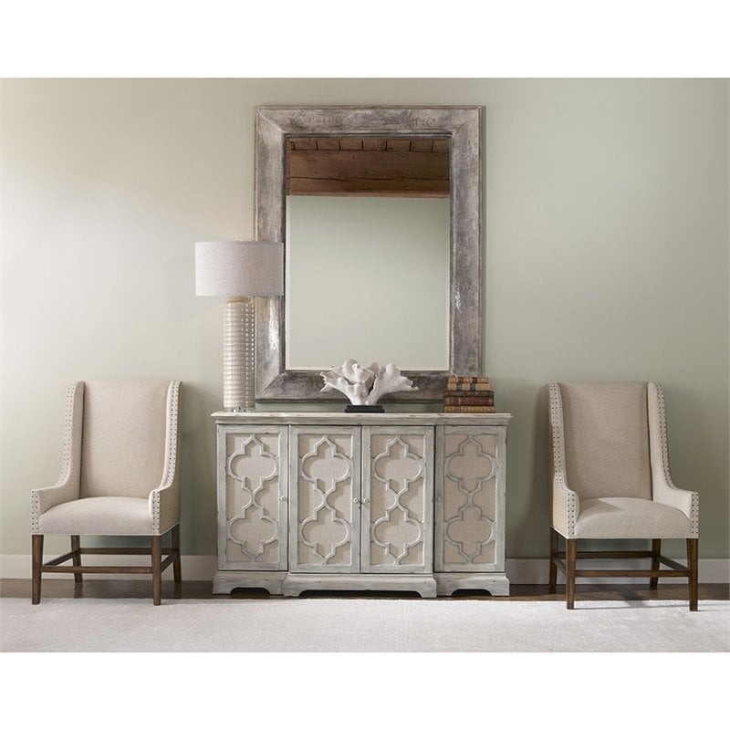 Bowery Hill Contemporary 4-Door Wood Cabinet in Weathered Gray