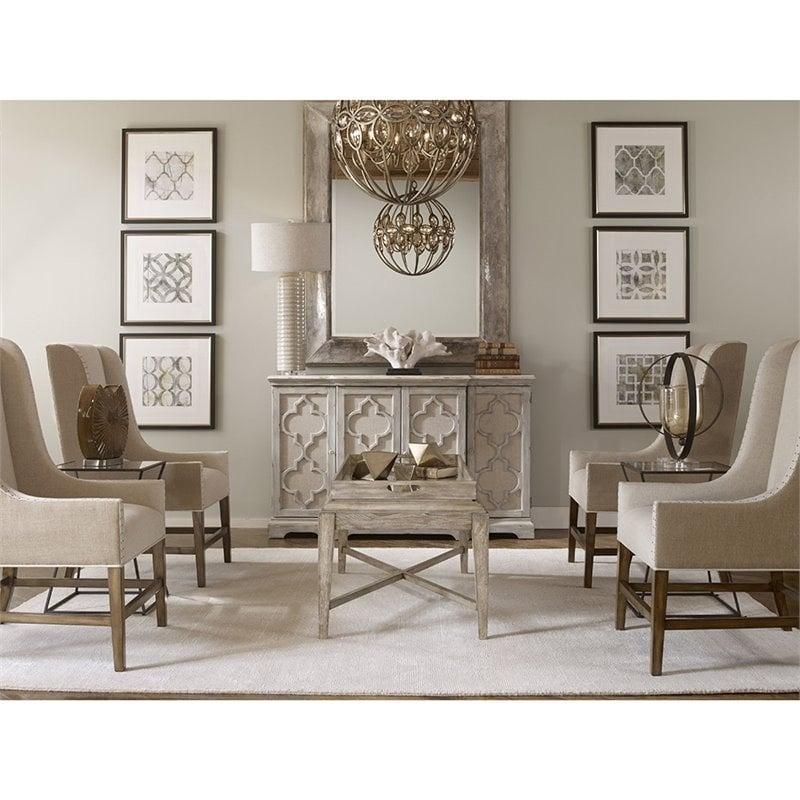 Bowery Hill Contemporary 4-Door Wood Cabinet in Weathered Gray