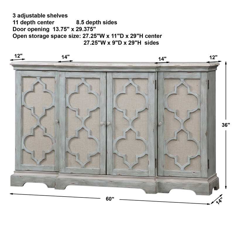 Bowery Hill Contemporary 4-Door Wood Cabinet in Weathered Gray