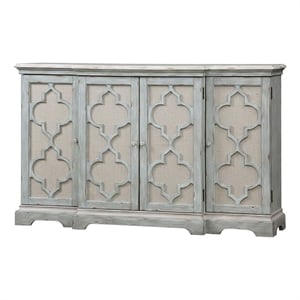 Bowery Hill Contemporary 4-Door Wood Cabinet in Weathered Gray
