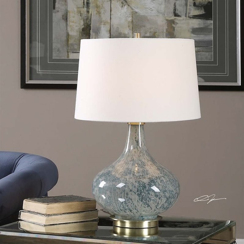 Bowery Hill Contemporary Blue Gray Glass Lamp