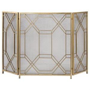 Bowery Hill Contemporary Fireplace Screen in Gold