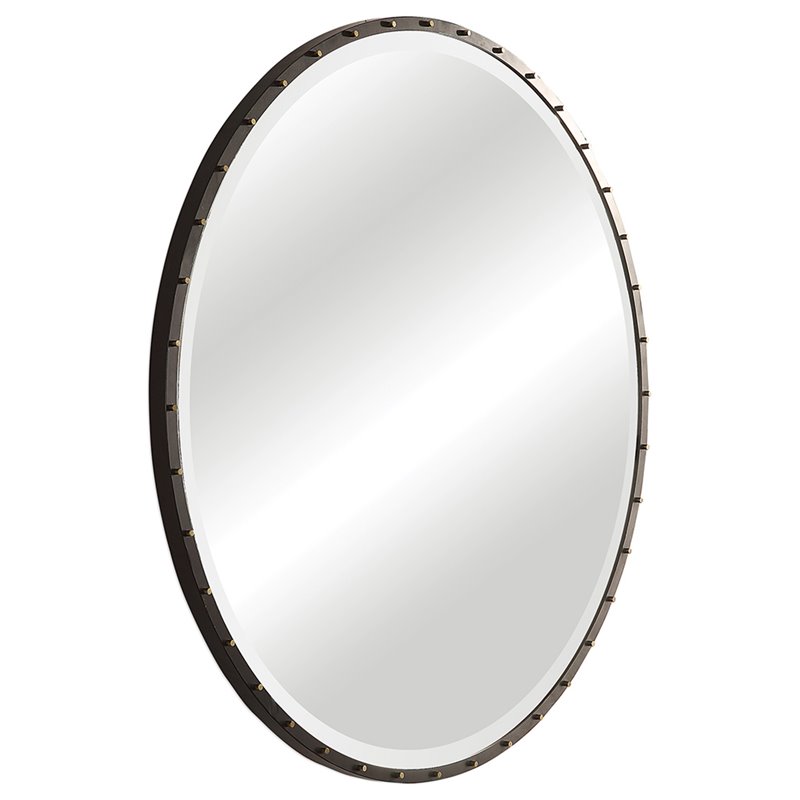 Bowery Hill Contemporary Decorative Mirror in Rustic Black