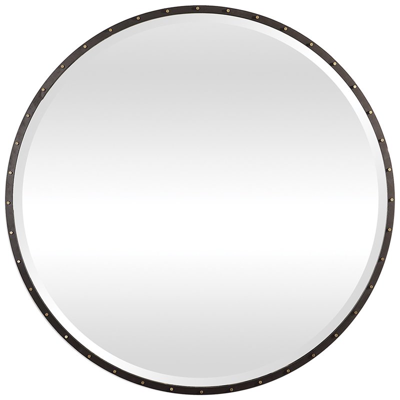 Bowery Hill Contemporary Decorative Mirror in Rustic Black