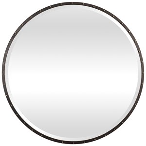 Bowery Hill Contemporary Decorative Mirror in Rustic Black