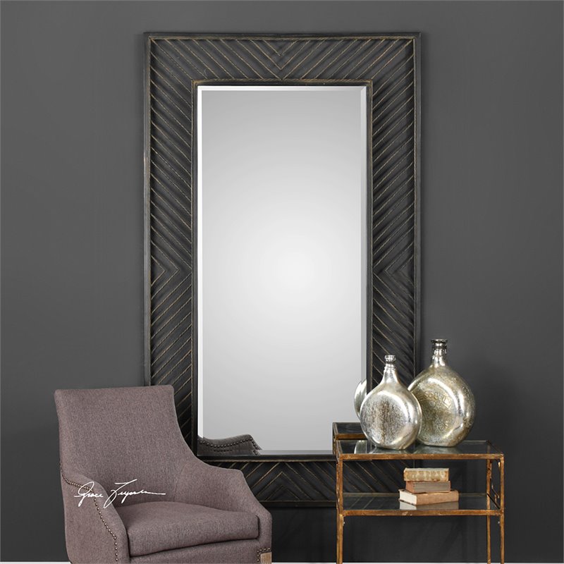 Bowery Hill Contemporary Decorative Mirror in Rustic Bronze