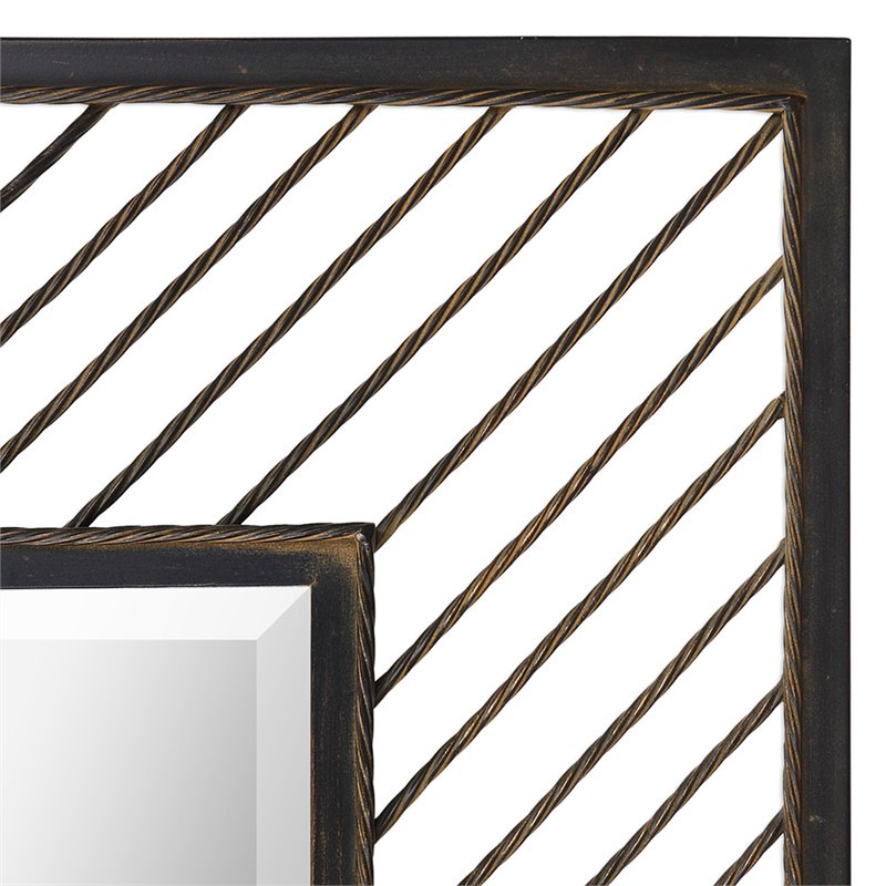 Bowery Hill Contemporary Decorative Mirror in Rustic Bronze