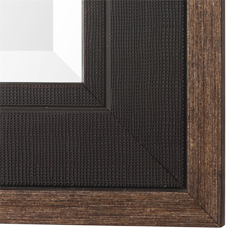 Bowery Hill Contemporary Decorative Mirror in Rustic Black