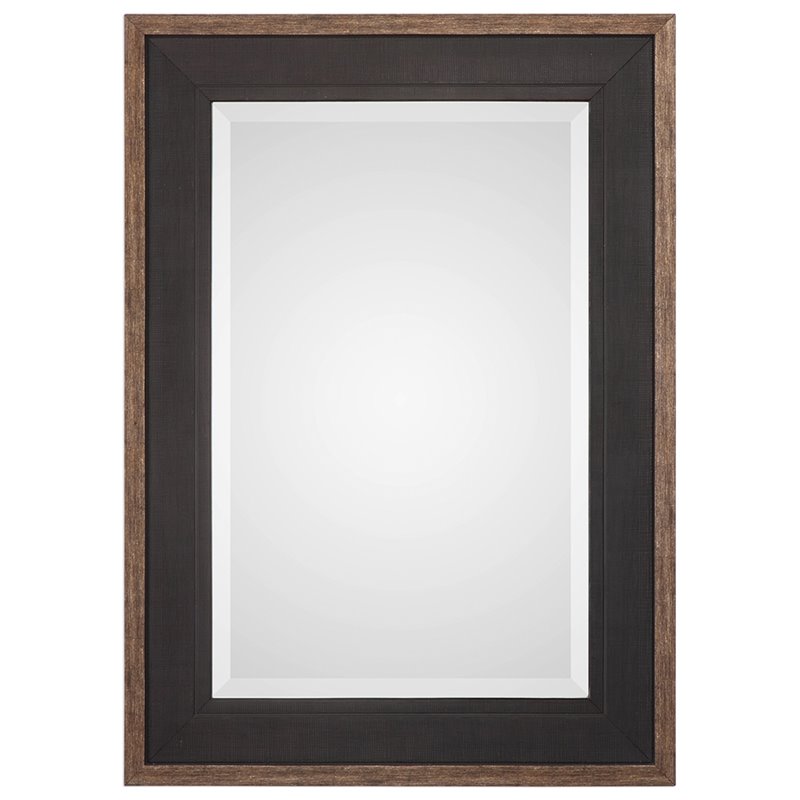 Bowery Hill Contemporary Decorative Mirror in Rustic Black