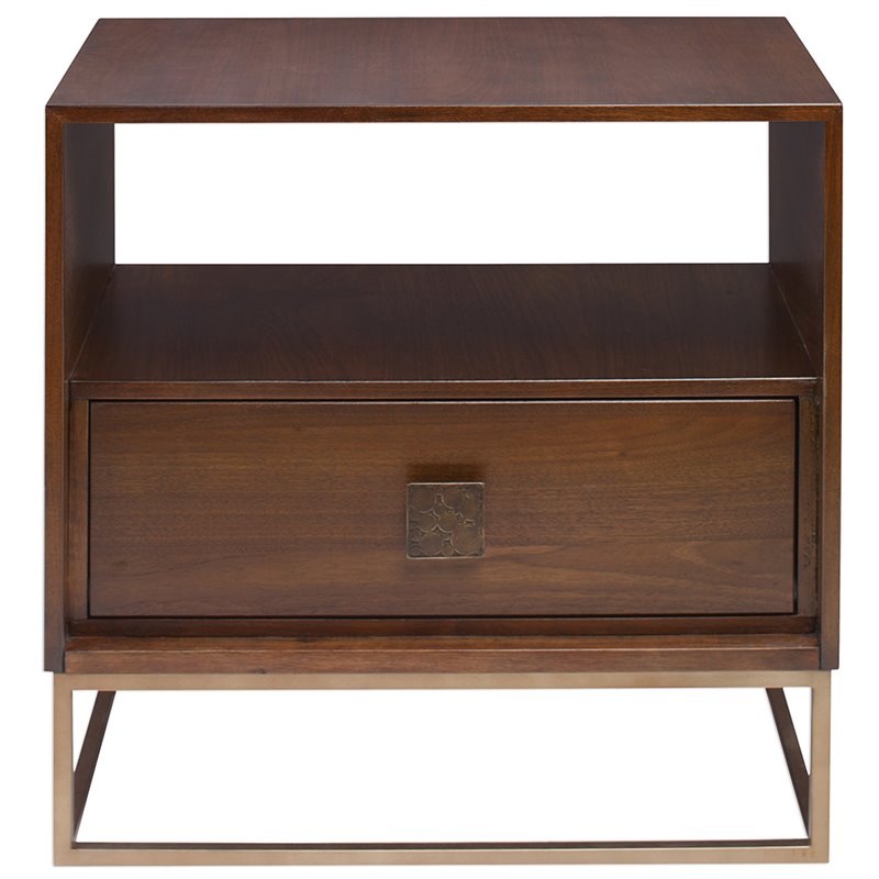 Bowery Hill Contemporary 1 Drawer End Table in Walnut