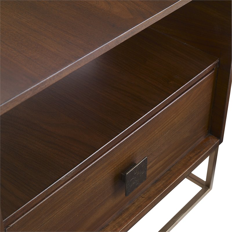 Bowery Hill Contemporary 1 Drawer End Table in Walnut