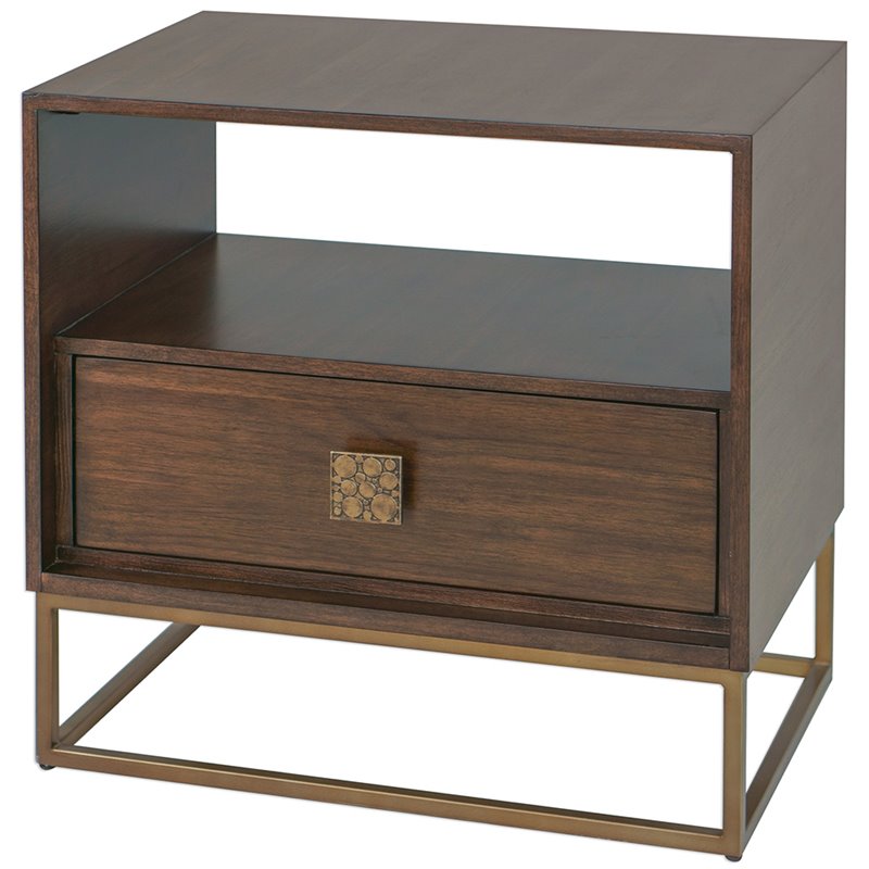 Bowery Hill Contemporary 1 Drawer End Table in Walnut