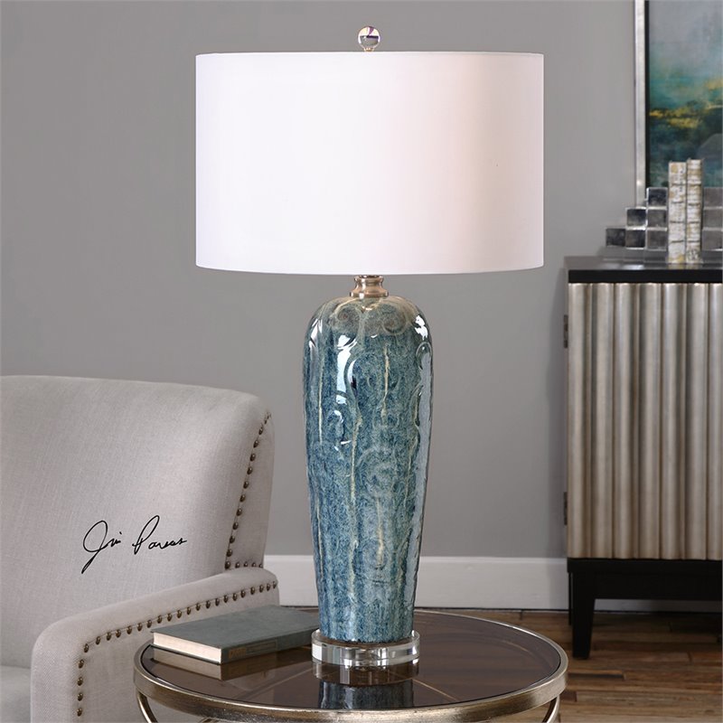 Bowery Hill Contemporary Table Lamp in Blue and White