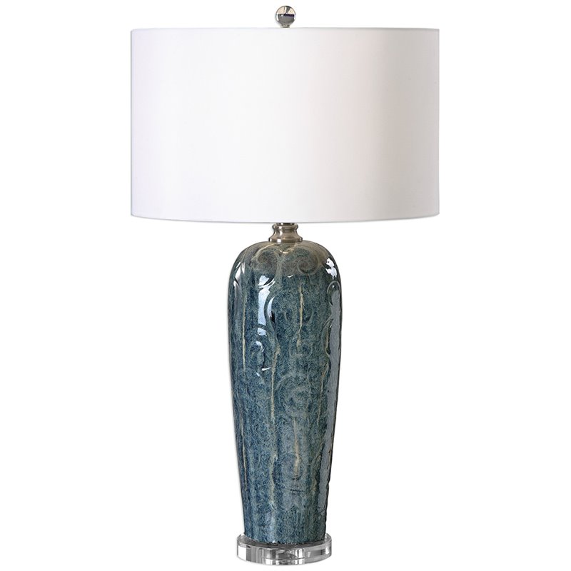 Bowery Hill Contemporary Table Lamp in Blue and White