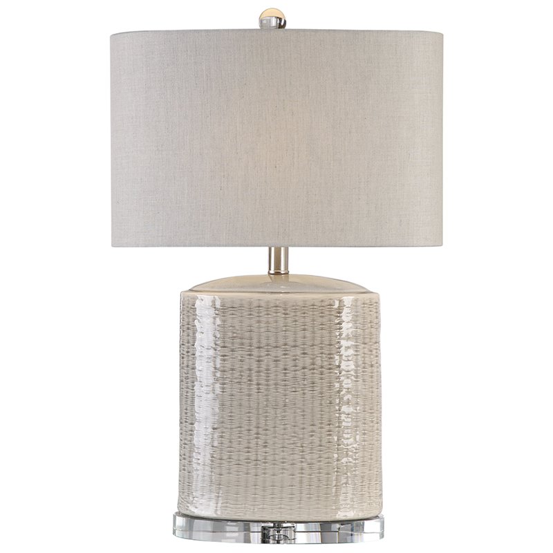 Bowery Hill Ceramic Taupe Table Lamp Oval Textured 25.5