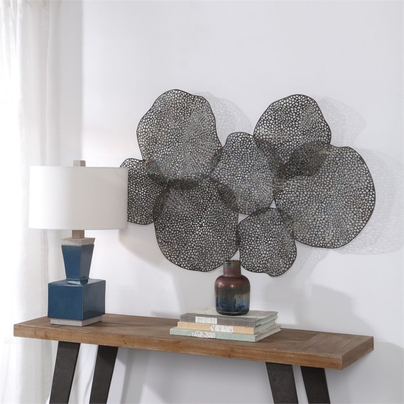Bowery Hill Contemporary Metal Leaf Wall Art in Rich Bronze