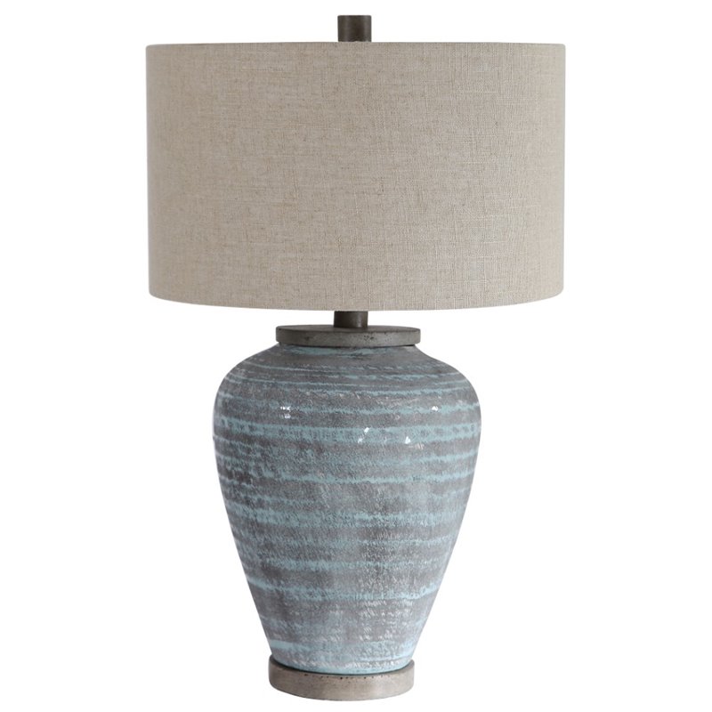 Bowery Hill Contemporary Light Table Lamp in Aqua Blue
