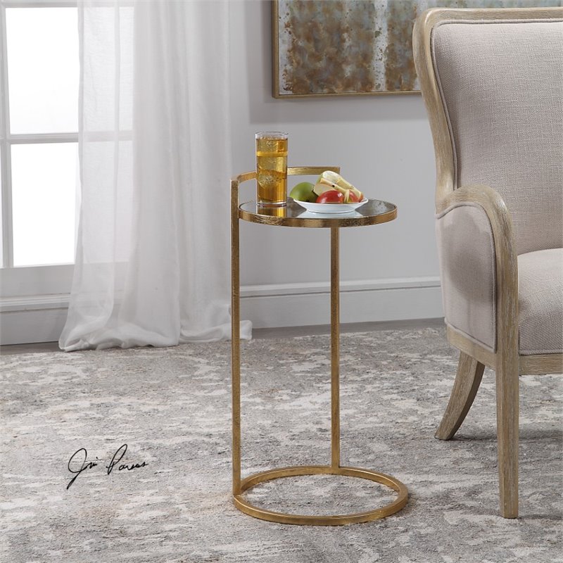 Bowery Hill Contemporary Accent Table in Gold Leaf
